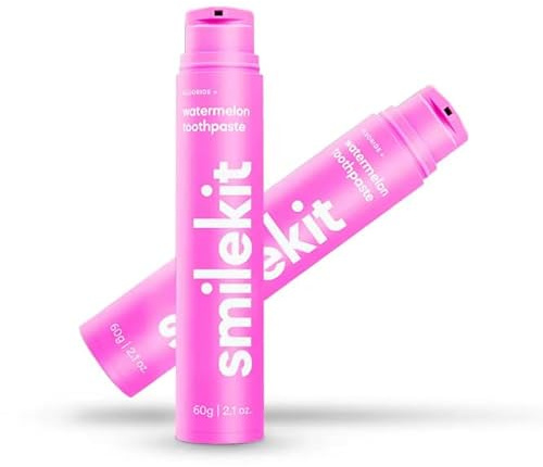 Smilekit smaksatt tandkräm | Flourie-tandkräm | Blekande tandkräm | 6 otroliga smaker | Tandläkargodkänd | Premium oral hygenin | Hälsosamt tandkött (en storlek, vattenmelon)