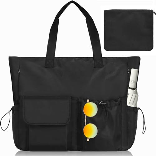 Anpumoony Strandtasche XXL Familie, Wasserdichte Handtasche Damen mit Reißverschluss, Faltbare Badetasche Damen, Reisetasche, Beach Tote Bag Shopper für Strand, Pool, Reisen, Fitnessstudio