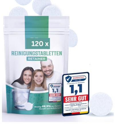 Lot de 120 tablettes de nettoyage - Soin dentaire et protège-dents efficaces - Gardez votre gouttière à craquer sans taches - Nettoyage de la gouttière - Nettoyant pour les dents - Tablettes