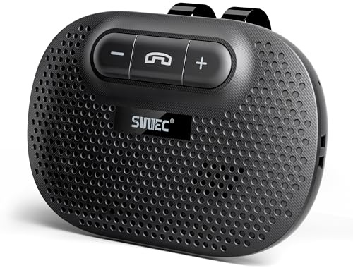 Sunitec Bluetooth Speaker for Car Hands Free - Bluetooth Speakerphone for Cell Phone Support Siri Google Voice Assistant - Wireless Car Kit with Visor Clip BC966C