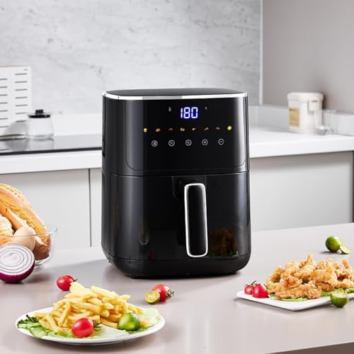 Warmiehomy Air Fryer 4.7L Touchscreen Digital Air Fryer, 8 Presets, Non-Stick, 60 Min Timer, 80-200℃ Temperature Control, No Oil, Dishwasher Safe Baskets, Automatic Shutoff 1400W