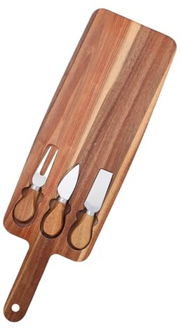 Gatuida Set Tagliere per Salumi in Legno con Coltelli per Formaggio e Paletta Vassoio da Portata per Feste e Cucina Resistente e Facile da Pulire per Aperitivi e Buffet