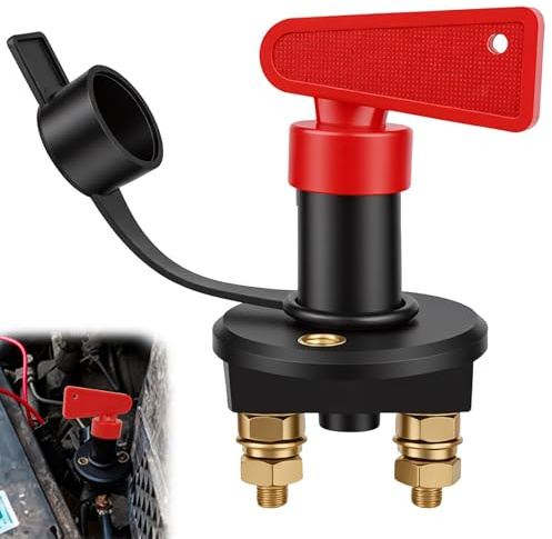 Desconectador de Bateria Coche, 12/24V Corta Corriente Bateria | Aislador de Batería Interruptor de Apagado Max 200A para Coche Barco RV ATV Vehículo por Poweka