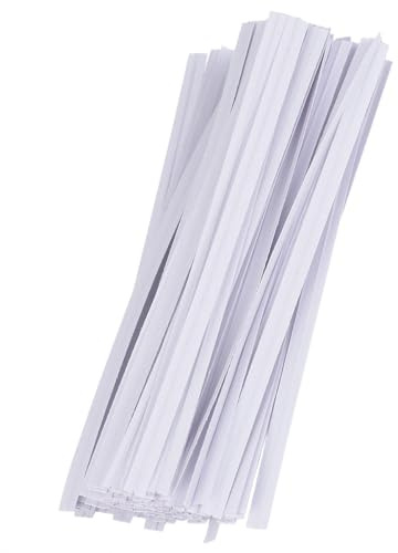 PACKOVE Nastro Confezione da 1000 Pezzi e Confezionamento Alimentare per Imballaggio in Carta Bianca Filo di Ferro Rivestito, Decorativo e Resistente, 10cm, per Progetti Artigianali