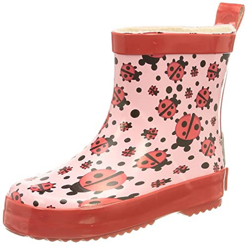 Playshoes Bota de Agua Mariquitas, Botas de Goma de Caucho Natural, Unisex niños, Multicolore (Pink/Red), 26 EU