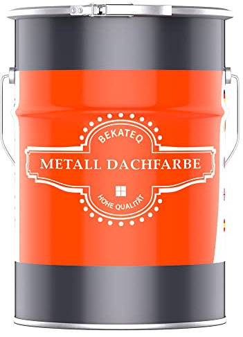 BEKATEQ Dachfarbe 3 in 1 Lichtgrau 10L in seidenglänzend, für Metalldach, Blechdach, Eternit - Blechdachfarbe & Sockelfarbe, Metallschutzlack, Dachbeschichtung LS-580