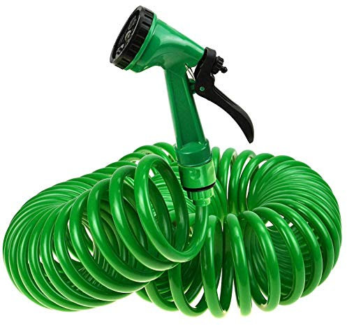 MantraRaj 50FT 15 Metre Retractable Coil Hose Pipe Garden Reel with Water Spray Gun Nozzle