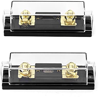 QWORK® ANL Fusibile placcato 300 A, misura 0/2/4 con portafusibile ANL Nero, 2 Pezzi