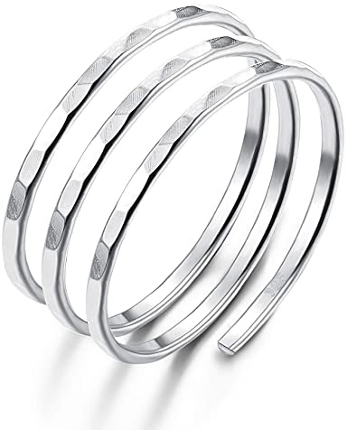 Morfetto 925 Sterling Silver Leaf Rings Adjustable Vintage Ring for Women Men Wrap Wide Statement Ring Open Stackable Thumb Liner Rings