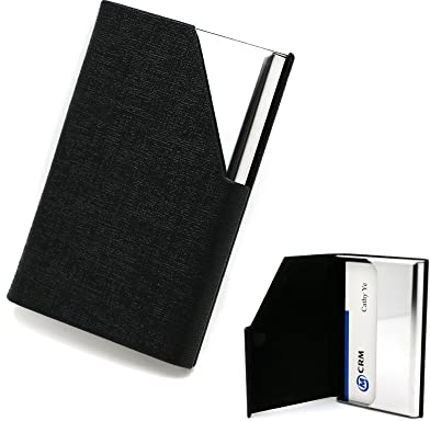 CiciIng Visitenkartenetui, PU-Leder Visitenkarten Etuis, Visitenkartenhalter mit Magnetverschluss, Kartenetui für Damen und Herren (Schwarz)