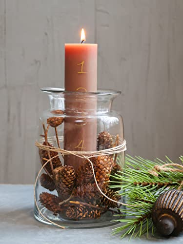 Chic Antique Candela dell'Avvento, diversi design, colori e dimensioni, candela con numeri, candela calendario Avvento (lino antico con stampa oro, altezza 20 x diametro 5 cm, 71083630)