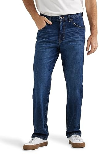 Wrangler Men's Free to Stretch Relaxed Fit Jeans, Dark Indigo, 48W x 29L