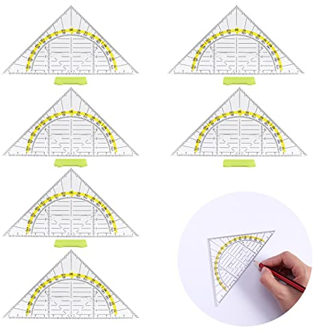 6 Stück Geometrie Dreieck, 16cm Transparent Flexibel Geodreieck zum Kreise Zeichnen, Geeignet für Studenten Büro Designer Malerei