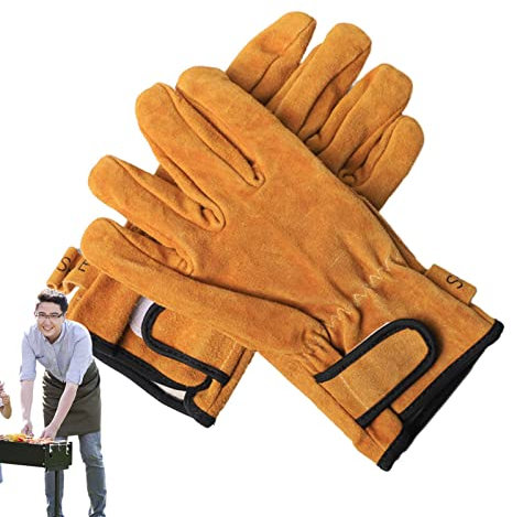Anloximt Gants pour poêle à Bois,Bois Chauffage Hommes - Gants isolés pour Barbecue épaissis Isolation Ignifuge résistant aux Hautes températures pour Firew