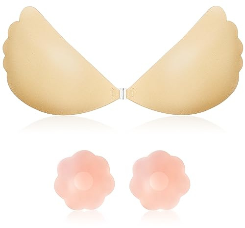 Kiiwah 1pcs Sujetador Adhesivos, Sujetadores Invisible Mujer sin Tirantes Push Up Sujetadores de Reutilizables para Vestido sin Espalda y Traje de Baño