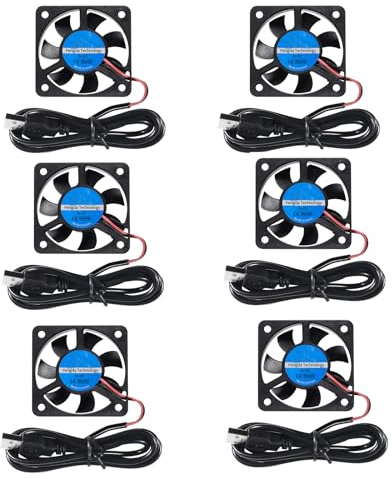 DORHEA 5V USB Brushless Cooling Fan 50 X 50 X 10mm with USB Computer CPU Cooler - 6PCS 5010 3D Printer Fan