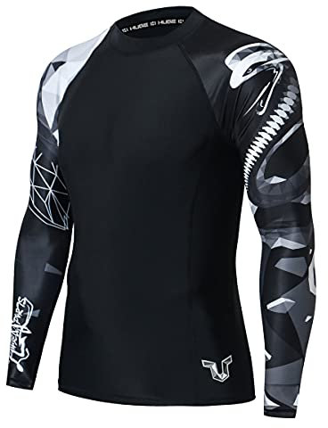 HUGE SPORTS Herren Rashguard Sonnenschutz Kompression Schwimmshirt für Schwimmen Tauchen (Schlange,M)