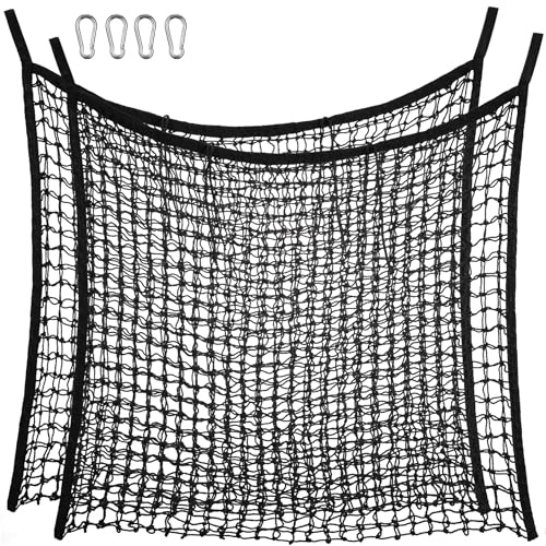 Navaris Red Henera para Caballo - 2X Comederos para Caballos Capacidad 8 kg - con 4 Mosquetones de Hierro - Redes Comedero de Heno y Pienso de 60 x 90 cm para Caballos - Negro