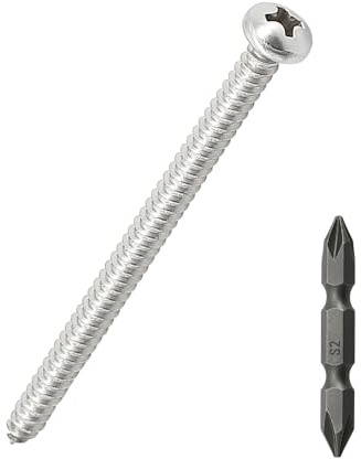 #8 x 2-1/2 Pan Head pan Head Wood Screws 50 Pcs 18-8 (304) Stainless Steel Pan Head Phillips Drive Self Tapping Screws, Bright Finish, No Coating, Fayeploo