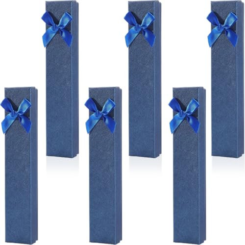 PNPGDYK 6 Pezzi Scatola per Gioielli, Scatola di Cartone con Spugna di Velluto per Confezione Regalo con Bracciale Collana, Blu, 21x4x2,2cm