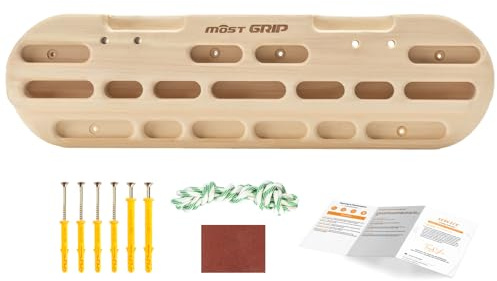 MOST GRIP Portable 2/3/4 Finger Hangboard Rock Climbing with Nails and Sandpaper, Wooden Hang Board for Finger Grip Training and Hanging Practice for Climbers