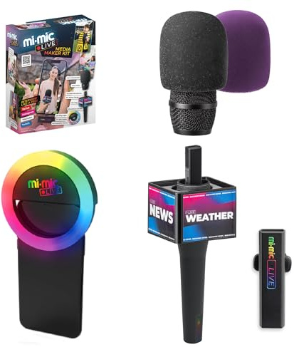 Mi-Mic Live Media Maker Kit with 25m Wireless Microphone, Clip On Lapel Mic and LED Ring Light, Clear Sound For Content Creation