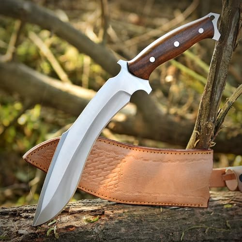 TATLA CRAFT Handmade D2 Steel Kukri Knife - 15 Inch Fixed Blade Full Tang Machete for Camping survival Clearing Bush, Yard Work, Gardening, Camping, Hiking, and Bushcraft Outdoor Activities.