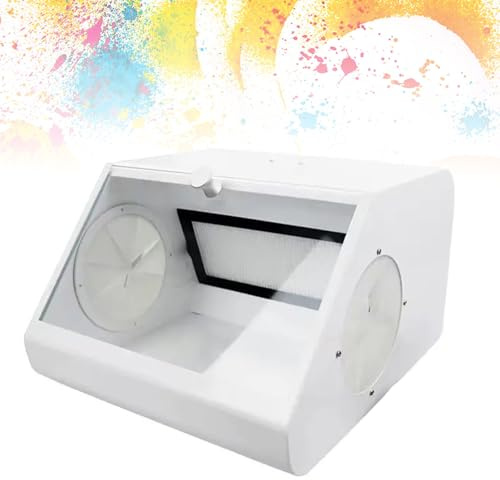 Sandblaster dammuppsamlare vakuumbox med ljus, härdat glasbaffel, dammsäker design, inkluderar 2 filter för laboratorieanvändning