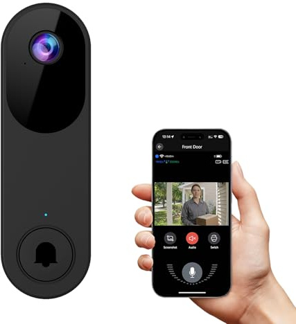 ZEOINE Doorbell Video Camera Wireless with Chime, Live View, Night Vision, 2-Way Audio, Battery Powered doorbell Camera, Optional Cloud Storage, 2.4GHz Wi-Fi Only
