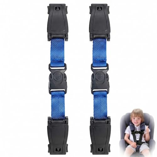 2 Piezas Clip Cinturón Silla Bebé, Bloqueo Cinturón Seguridad Niños Universal, Hebilla de Seguridad para Asiento de Coche, Pinza Protectora de Cinturón para Niños y Bebés, Azul, 17 x 3.5 cm