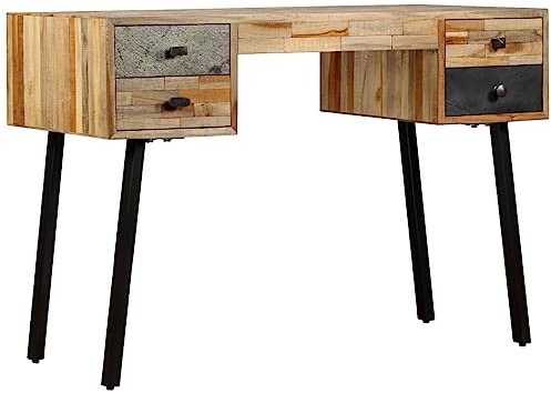 vidaXL Scrivania Legno Massello di Teak Rigenerato Tavolo PC Lavoro Scrittoio