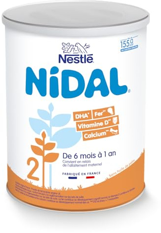 Nestlé Nidal 2 Lait en Poudre 2ème Âge pour Bébé - de 6 à 12 mois - 800 g - Pack de 6