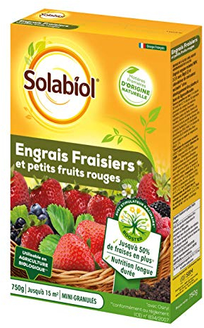 SOLABIOL Engrais Fraisiers Et Petits Fruits - 750g -Stimulateur de croissance - Nutrition longue durée - Utilisable en Agriculture SOFRAY750