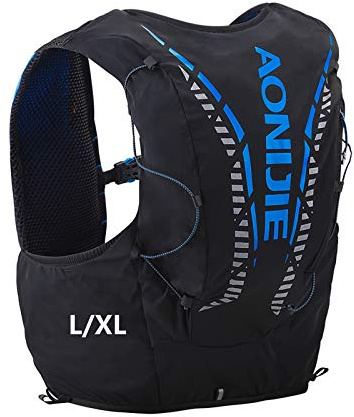 AONIJIE 12L Profesional Ligero Mochila de hidratación Superior Chaleco para Trail Running Ciclismo Marathoner para Hombre Mujer (Negro-L/XL)