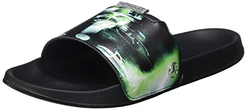 PUMA Unisex Mapf1 Graphic Leadcat FTR Schiebe-Sandalen, Schwarz, 44.5 EU