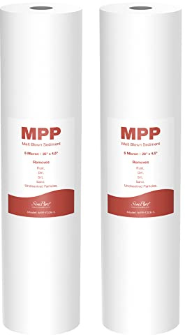 SimPure Sediment Water Filters, 5 Micron 20 x 4.5 Whole House Water Filter Replacement Compatible for SimPure DB20 Blue Housing, WGB22B, WGB32B, AP802, BB20B, BB20T, 2 Pack