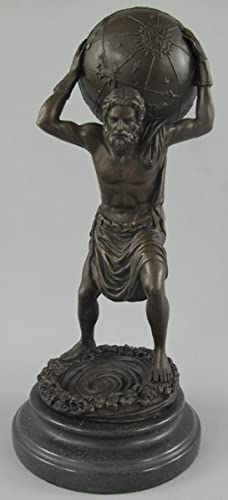 Casa Padrino Scultura in Bronzo Art Nouveau Uomo con Sfera Bronzo/Nero 15 x 15 x A. 33 cm - Figura in Bronzo - Figura Decorativa - Accessori per la Decorazione della Scrivania