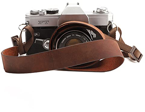 CANPIS Crazy Horse Leather Camera Strap, Comfortable Vintage Camera Strap, Soft Adjustable Camera Neck Shoulder Strap for Photographers Women Men