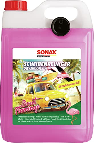 SONAX ScheibenReiniger gebrauchsfertig Sweet Flamingo (5 Liter) verstärkt die Reinigungsleistung und erhöht die Fahrsicherheit | Art-Nr. 03945000