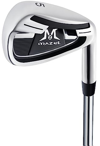 MAZEL Golf Individual Iron 1,2,3,4,5,6,7,8,9, Golf Iron with Steel Shafts for Right Handed Golfers (Stainless Steel,Black Silver, 5 Iron, Stiff, Right)
