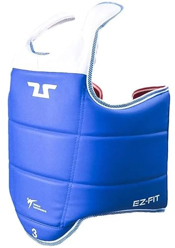 TUSAH Reversible Taekwondo Chest Guard for Boxing Kickboxing MMA Muay Thai Body Protector CE-Approved Rib Body Protection Armour Vest TKD Unisex Kids/Adults (4/ Adults-Large)