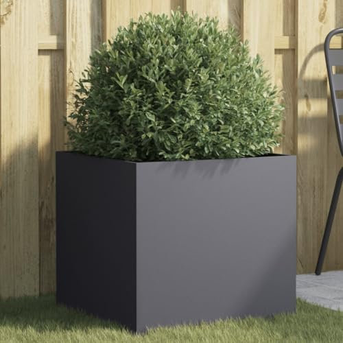ShGaxin Jardinera de Acero Laminado en frío Antracita 49x47x46 cm, Huerto Urbano Terraza, Jardineras Exterior, Jardineria Maceteros, Mesa De Cultivo, Huerto En Casa - 841563