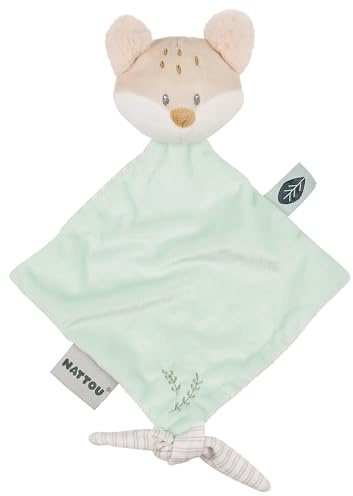Nattou Mini-Schnuffeltuch aus Polyester, Fuchs, Für Neugeborene und Frühchen, Ca. 19 cm, Flo, Oli & Ernest, Flo Mintgrün