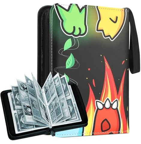 Classeur de cartes à 4 poches avec capacité de 400 pièces – Album de scrapbooking imperméable pour cartes Pokémon avec pochettes amovibles, sangle de poignet – Album portable pour cartes de jeu, 24,5