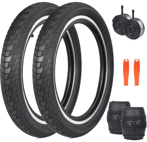 ZUKKA 2 st hopfällbart däck 20/24/26/27,5 x 2,40 kappa och 2 st 20/24/26/27,5 tums slang AV35 mm ventil för barncykel, MTB mountainbike, MX Freestyle pendlarcykel