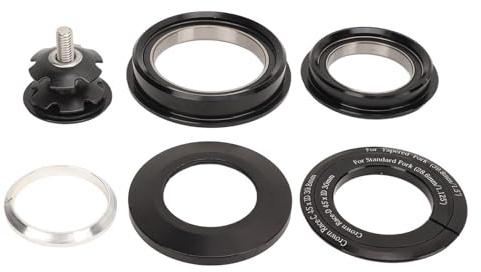 Set vaschetta per mountain bike, combo serie sterzo per bicicletta, set vaschetta forcella anteriore in lega di alluminio con doppio cuscinetto, telaio tubo sterzo conico da 44 -