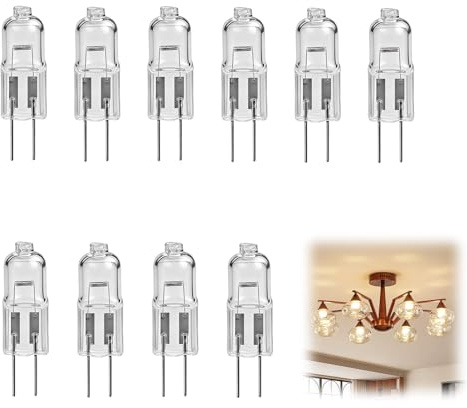 DUSEKI 10 Piezas Bombillas Halógenas G4 10W 12V Lámpara G4 Base Bombillas de Luz Blanca Cálida 2900K Lámparas Halógenas Transparente 2 Pines para Candelabro Iluminación del Paisaje Gabinete
