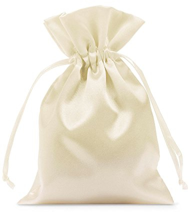 | 5 Satinsäckchen, Geschenkbeutel - 30x20 cm - Geschenkverpackung, Schmuck-Beutel, Stoffbeutel (Creme)