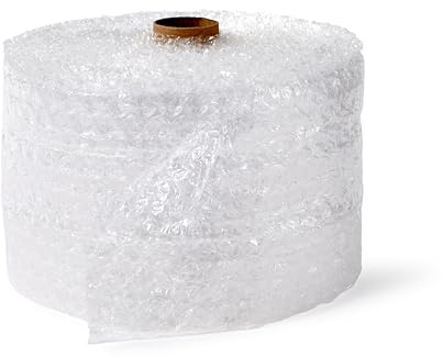 Amazon Basics Bubble Cushioning Wrap for Moving, Packing, Shipping and Storage, Heavy Duty Protection for Fragile Items, 12-inch x 100-foot Long Roll, Large 5/16, Clear