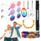 Hysagtek Hippie Accessoires Set, 9-teiliges Hippie Kostüm Herren Damen, Peace Kette, runder Sonnenbrille, Flower Power Accessoires buntes Stirnband für 70er 80 Jahre Retro Mottoparty Karneval Fasching